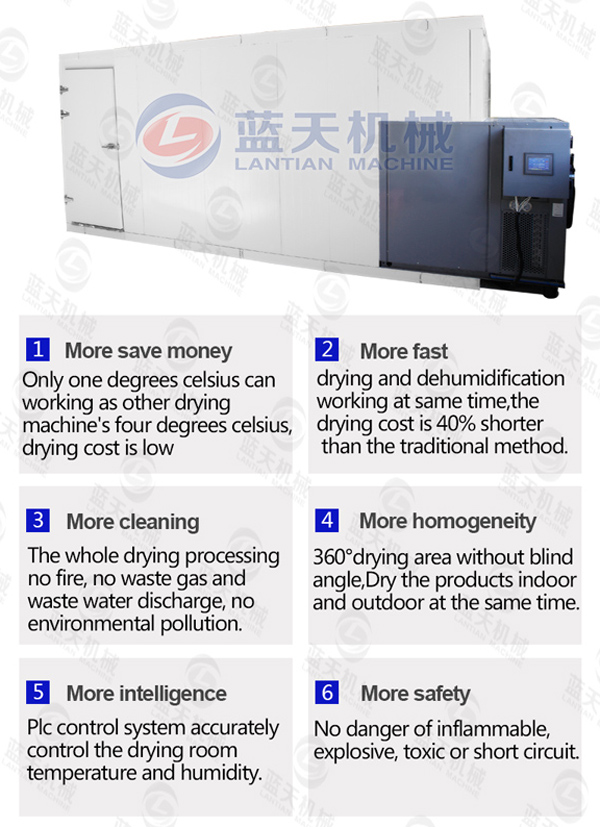 Features of sea food dryer machine